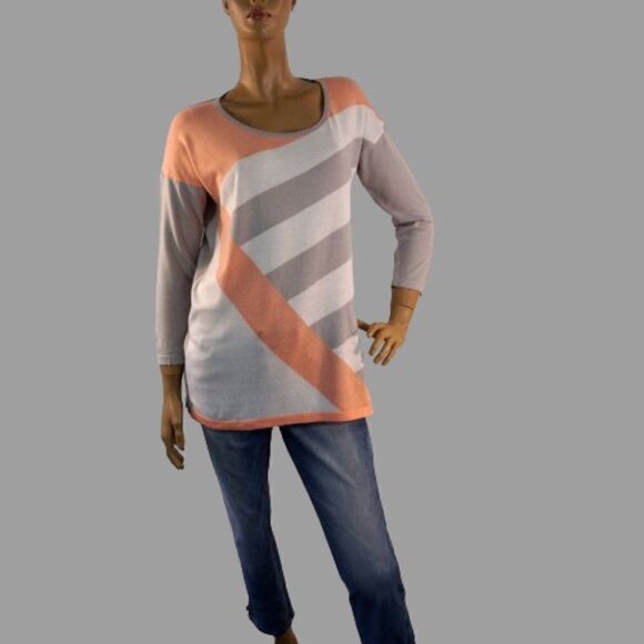 Angel Apparel Women Size Medium Tunic Top Cross Stripe Color Block - Picture 1 of 9